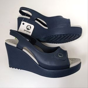 CROCS | Havana Navy Wedge Sandal Size W5